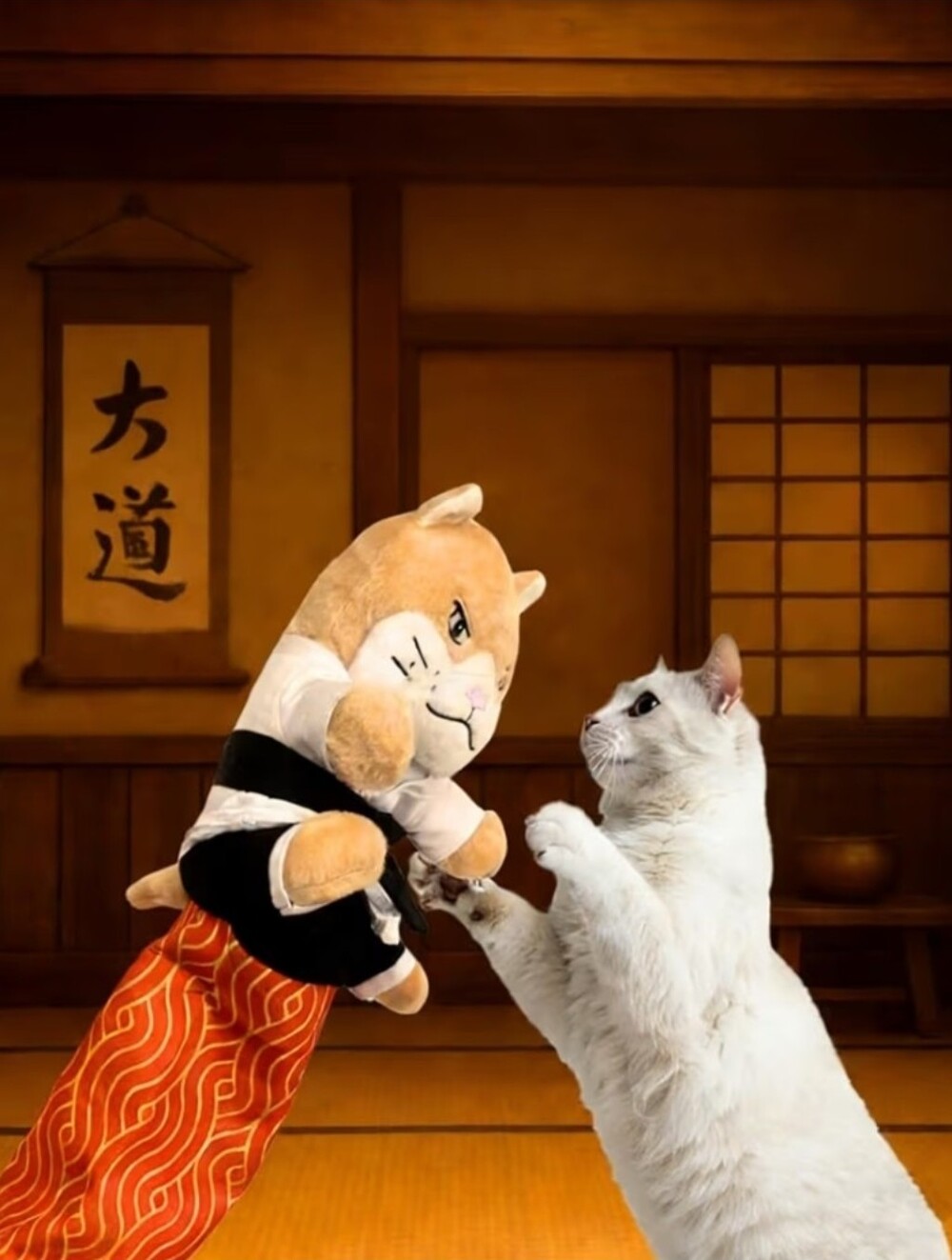 Karate Kitty Puppet Cat Wrestling Glove Protective Forearm Sleeve Interactive